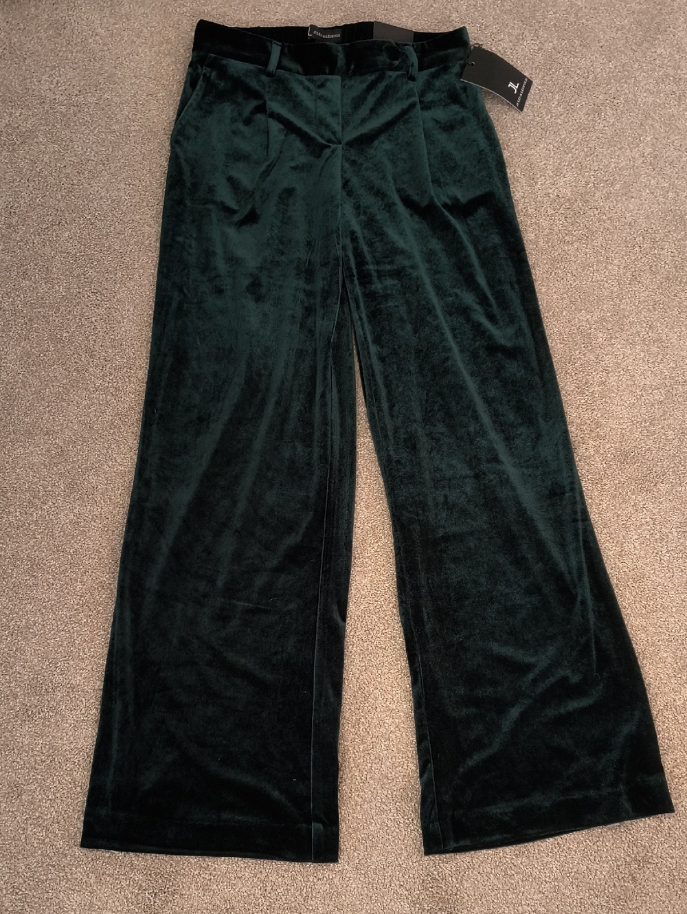 NWT Jules & Leopold Lucious Deep Emerald Velvet Wide-Leg Pants.  Pleaded  S/P